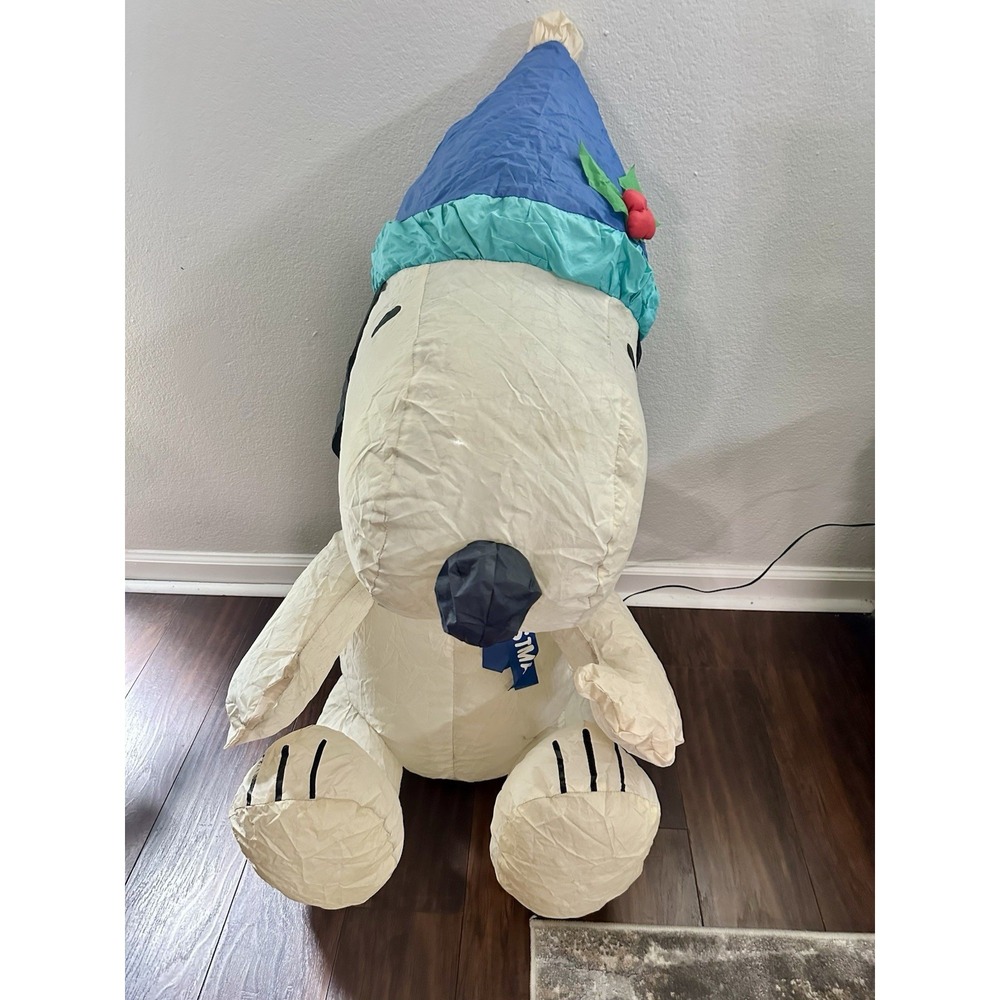 Rare Gemmy 3 Ft Snoopy Peanuts Airblown Inflatable W/ Blue Scarf & Hat Christmas - Picture 15 of 16